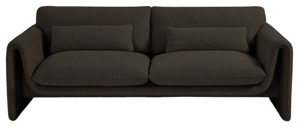 Stylus Boucle Fabric Upholstered Sofa, Brown