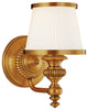 Milton 1-Light Bath and Vanity With Opal Glossy Glass Shade, Flemish Brass