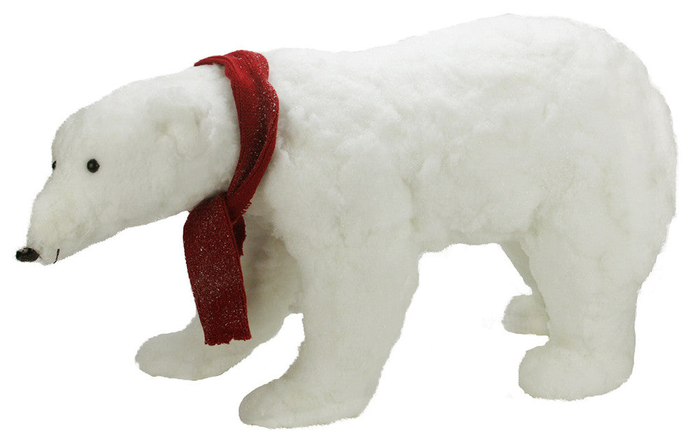 Commercial Walking Plush Polar Bear Christmas Decoration, White, 30"