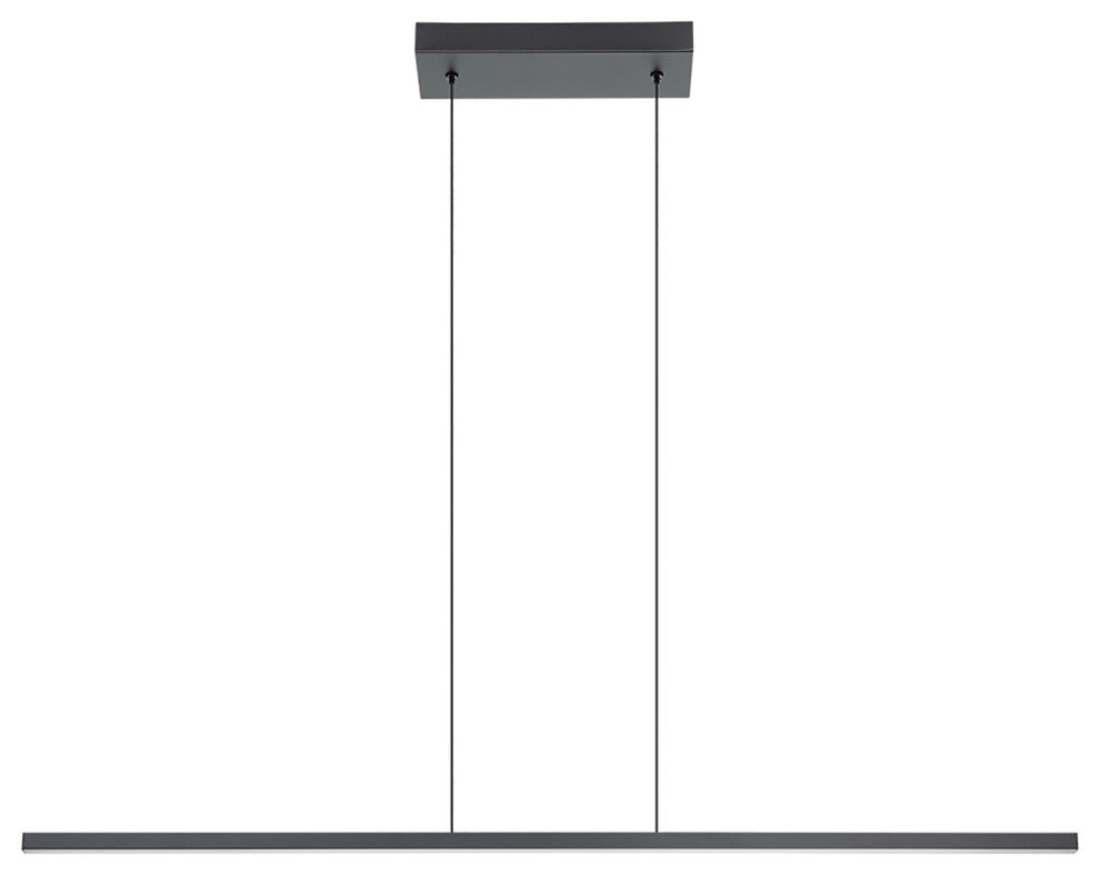 Amrisa 1-Light Linear LED Pendant, Black Finish, White Diffuser, 46"L