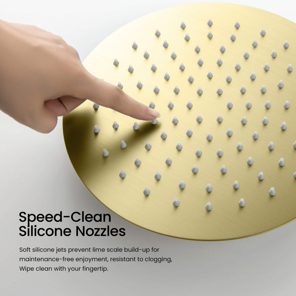 Circular Single Function Shower System, Rough, Valve, Brushed Gold