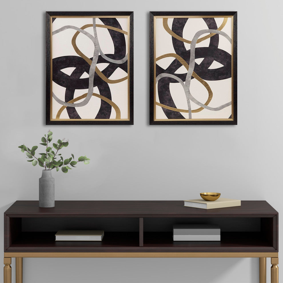 Madison Park Moving Midas Gold Foil Abstract 2-piece Framed Canvas Wall Art Set