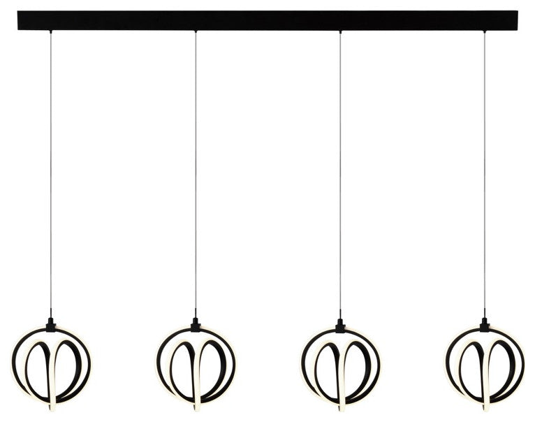 Rose 4 Light LED Chandelier Black