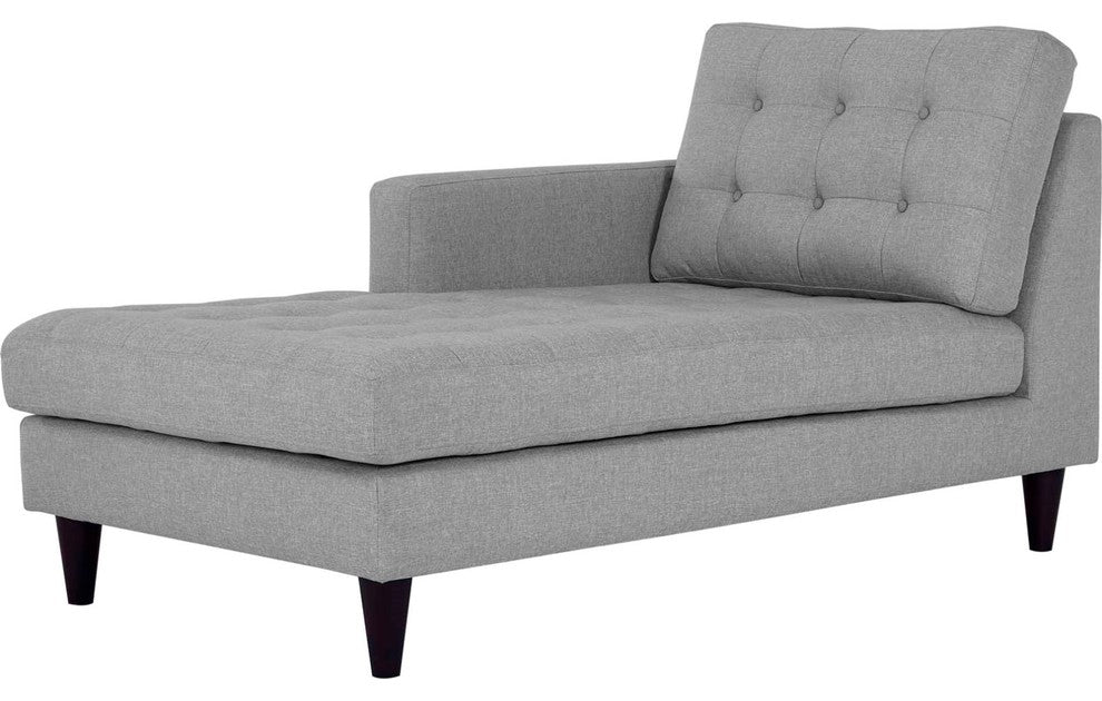 Modern Contemporary Urban Living Left Arm Chaise Lounge Chair, Gray Gray, Fabric