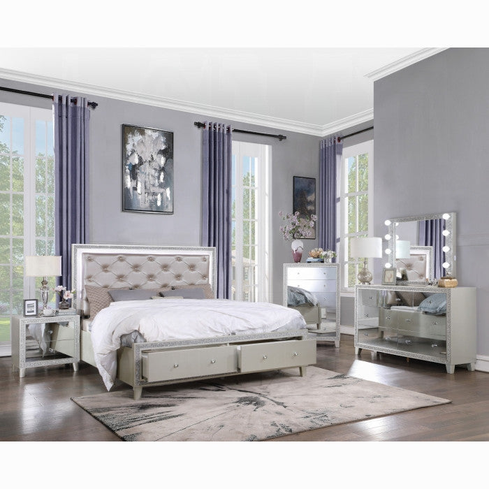 ACME Sliverfluff Nightstand, Mirrored and Champagne