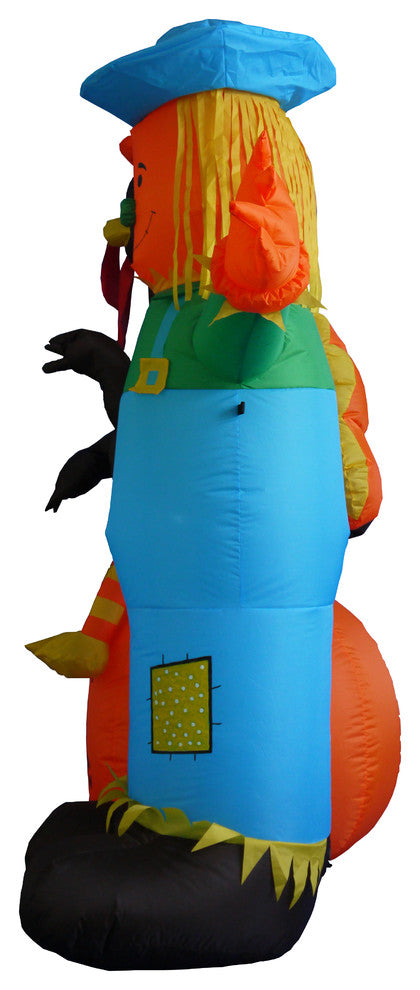 Thanksgiving Inflatable Scarecrow With Turkey and Pumpkin, 6'