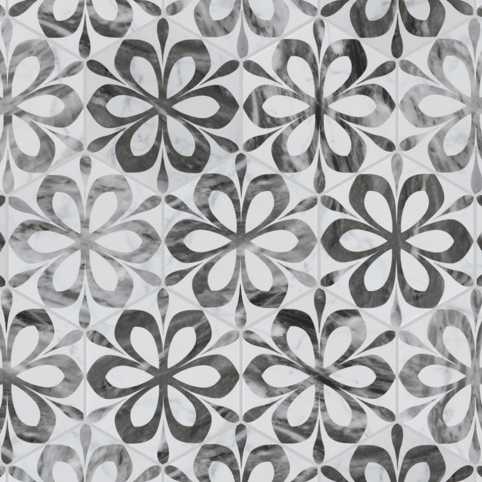 Classico Bardiglio Hexagon Daisy Porcelain Floor and Wall Tile