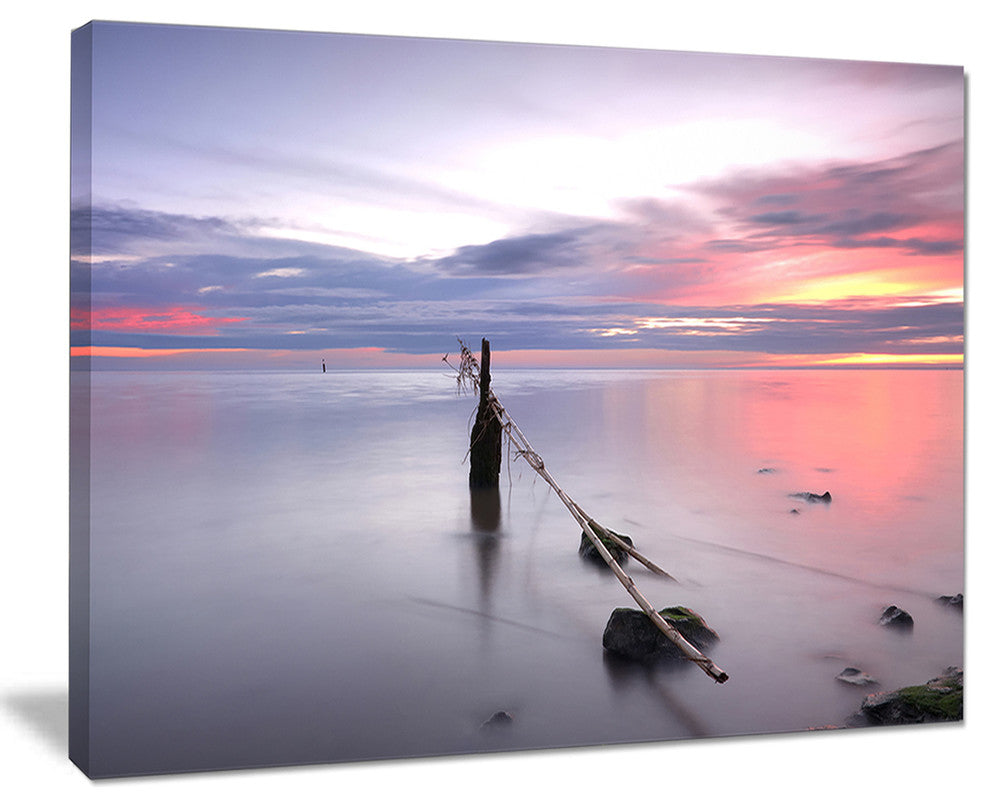 "Lazy River At River Tejo Sacavem" Contemporary Seascape Art Canvas, 20"x12"