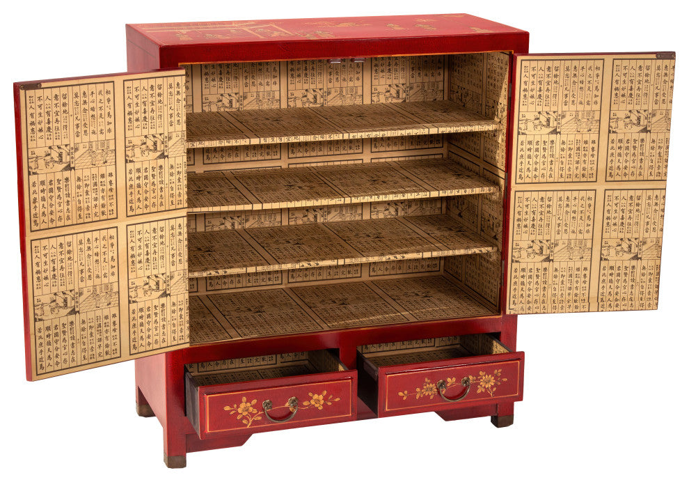 Red Lacquer Shoe Cabinet Landscape