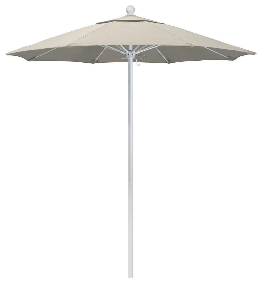 7.5' Matted White Push Lift Fiberglass Rib Aluminum Umbrella, Olefin, Antique Be