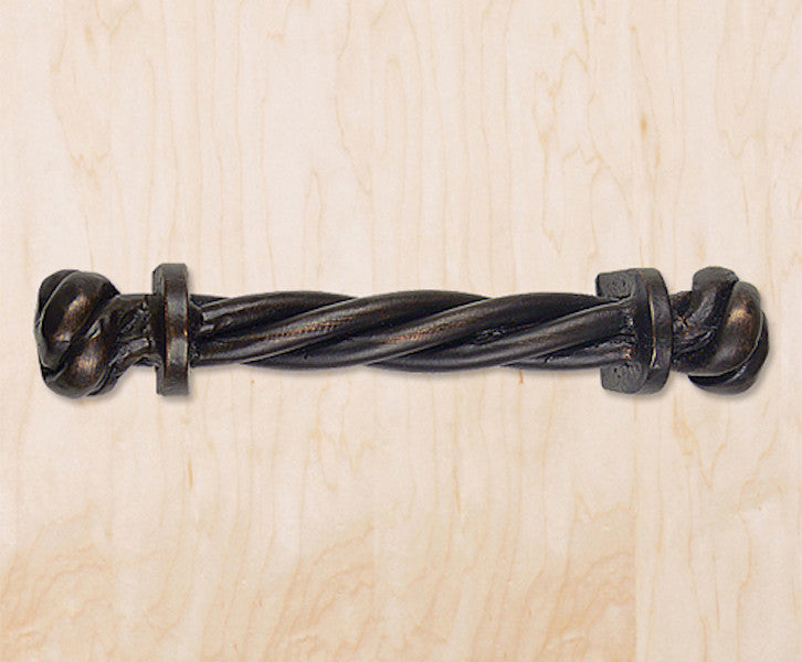 Heavy Twist Cabinet Hardware Pull, Black Iron