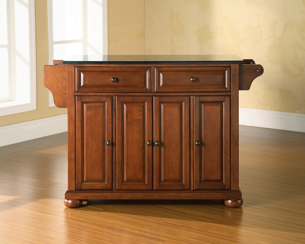 Crosley Furniture Alexandria Wood Kitchen Island in Cherry/Black