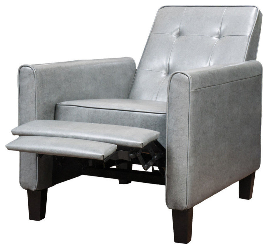 GDF Studio Elan Tufted Bonded Leather Recliner Chair, Dark Gray