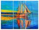 "Brown Sailing Boat" Painting Metal Wall Art, 3 Panels, 36"x28"