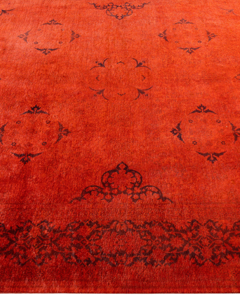 Overdyed One-of-a-Kind Hand-Knotted Area Rug Orange, 6' 3" x 6' 10"
