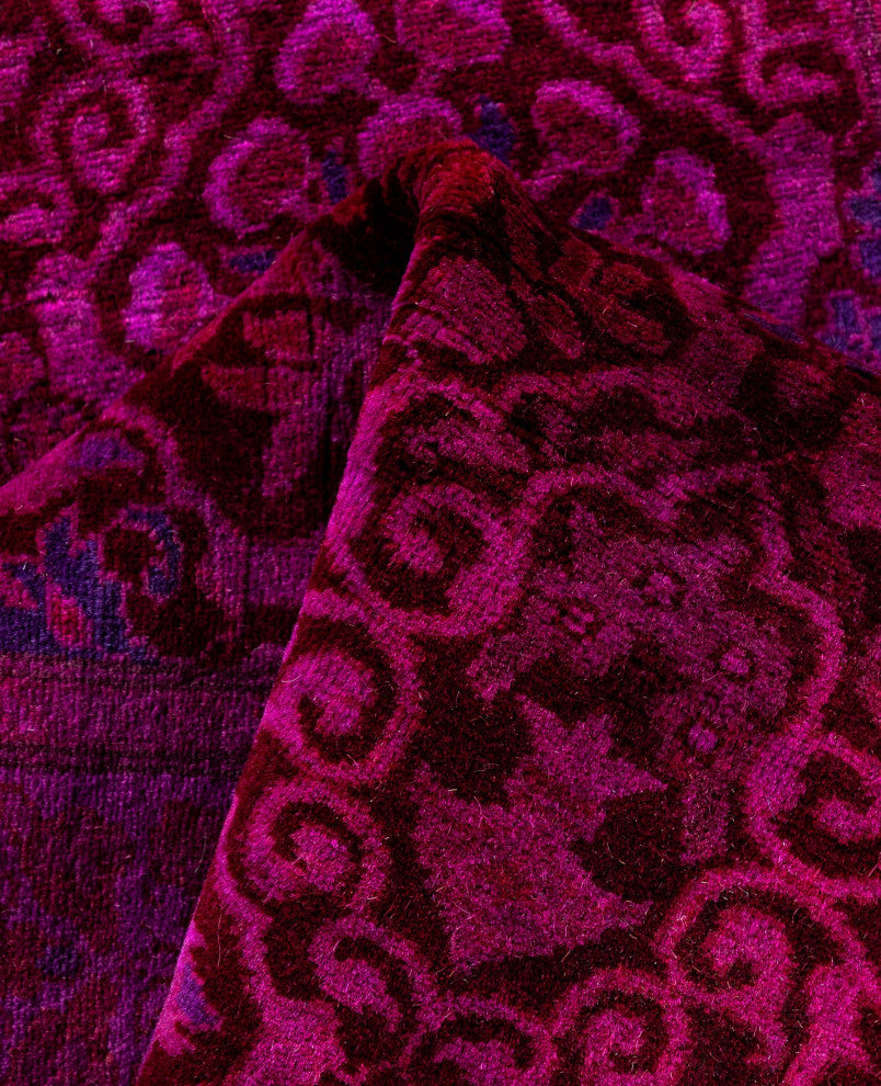 Overdyed One-of-a-Kind Hand-Knotted Area Rug Pink, 2' 7" x 13' 10"