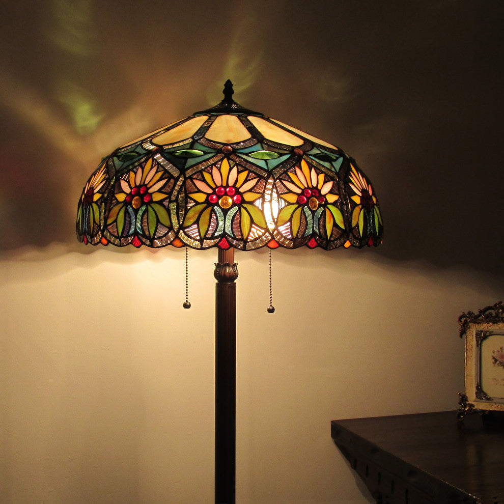 Sunny 2-Light Floral Floor Lamp