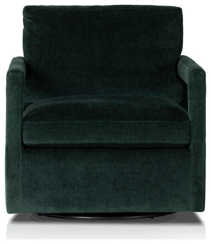 Olson Swivel Chair-Emerald Worn Velvet