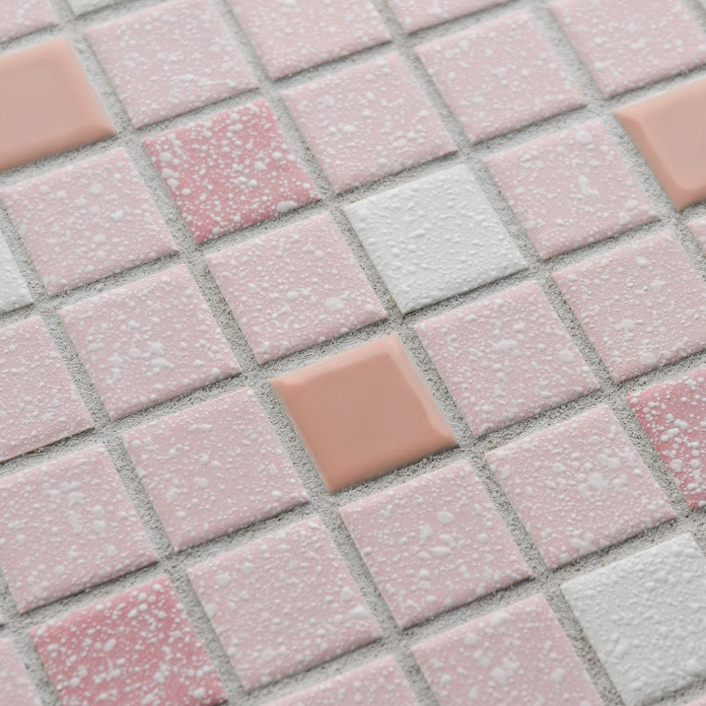 Crystalline Straight Edge Square Pink Porcelain Floor and Wall Tile