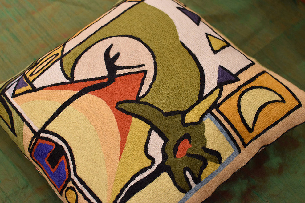 Fun in the Sun III by Alfred Gockel Accent Pillow Cover Handmade Wool 18x18"