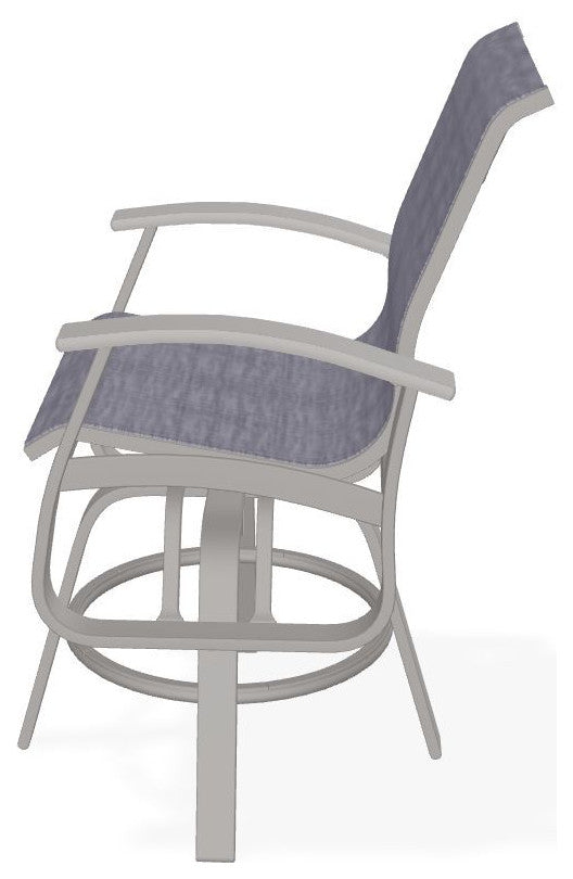 Belle Isle Sling Balcony Height Outdoor Swivel Chair, Brooks/Warm Gray