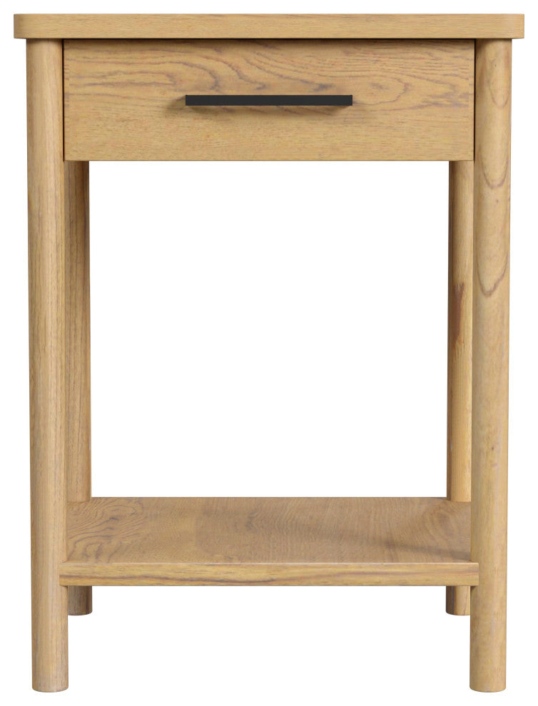 Lennon 1 Drawer Rounded Leg Nightstand, Natural