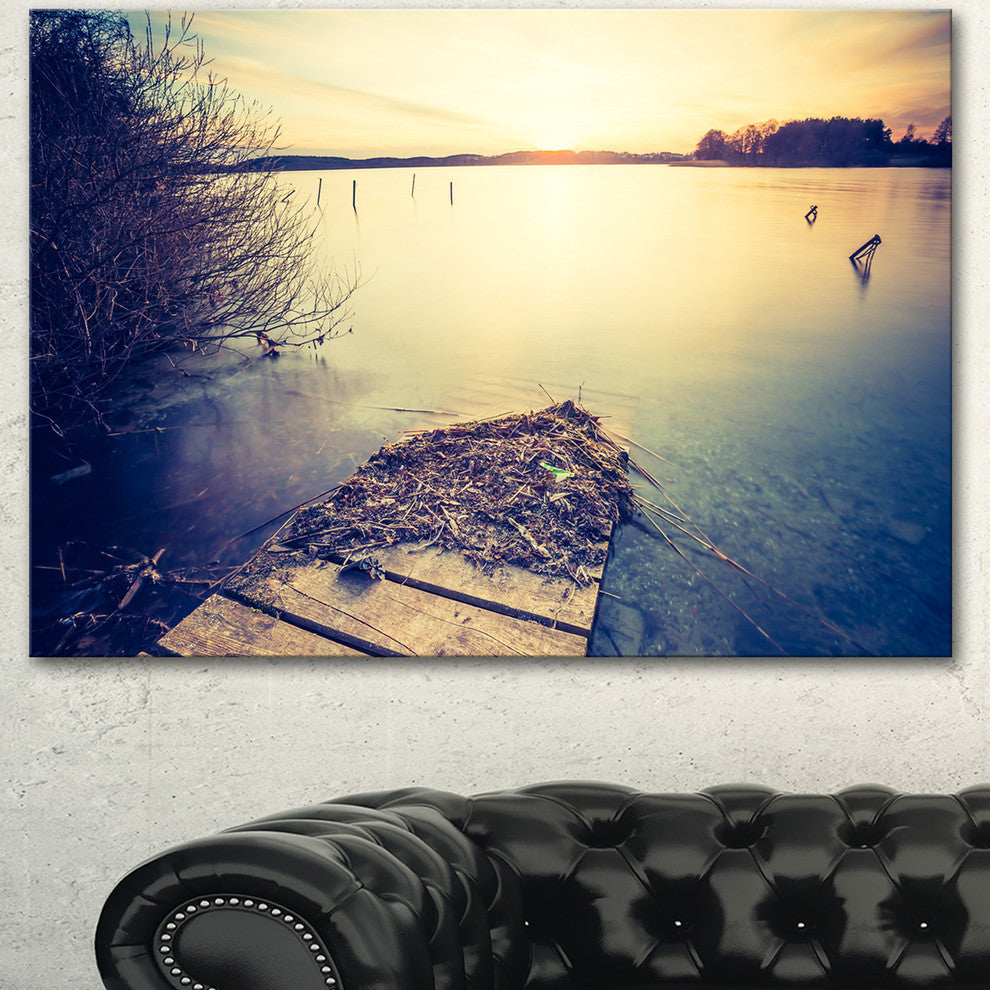 Amazing Sunset over Clam Lake, Landscape Canvas Art Print, 40"x30"