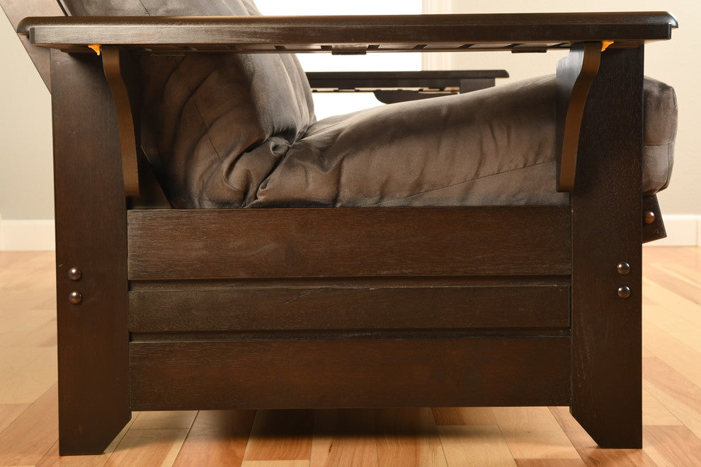 Mesa Frame Futon With Espresso Finish, Storage Drawers, Frame Only