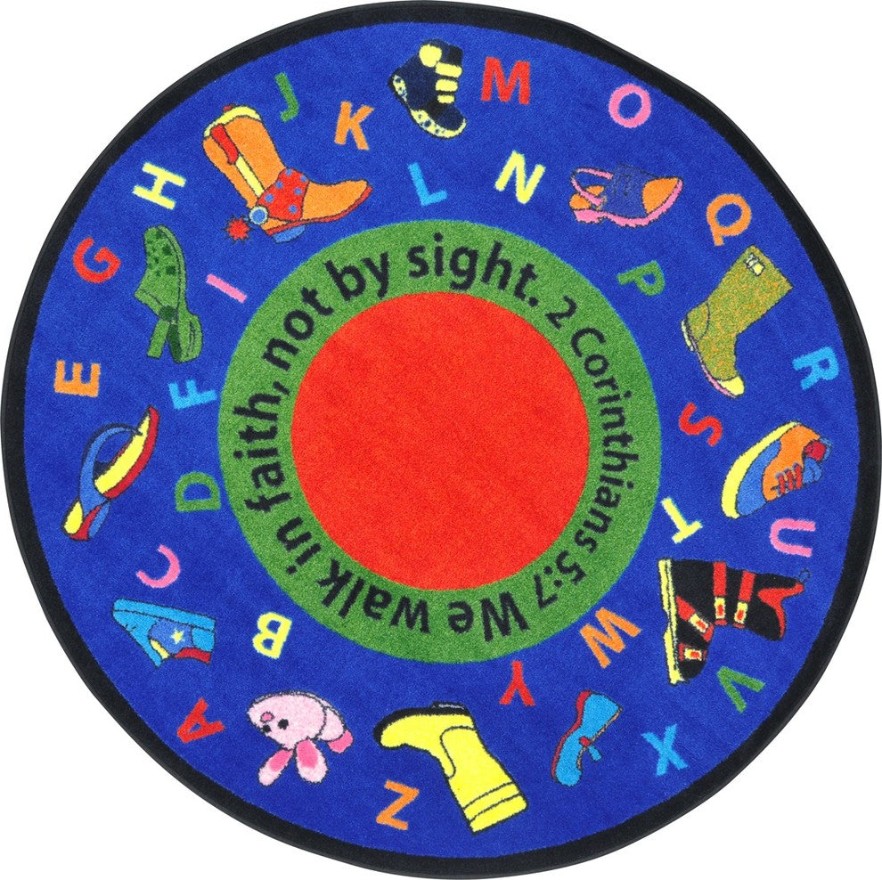 Kid Essentials Rug, Walk In Faith, 7'7" Round