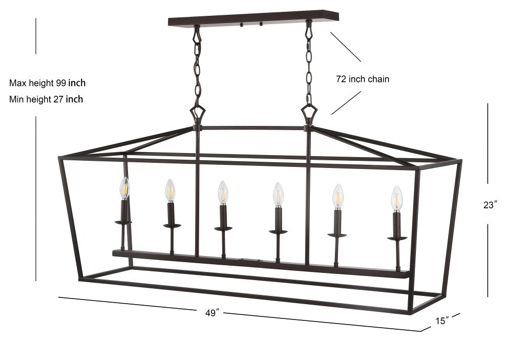 Pagoda Lantern Metal LED Pendant, Oil Rubbed Bronze, Width: 49"