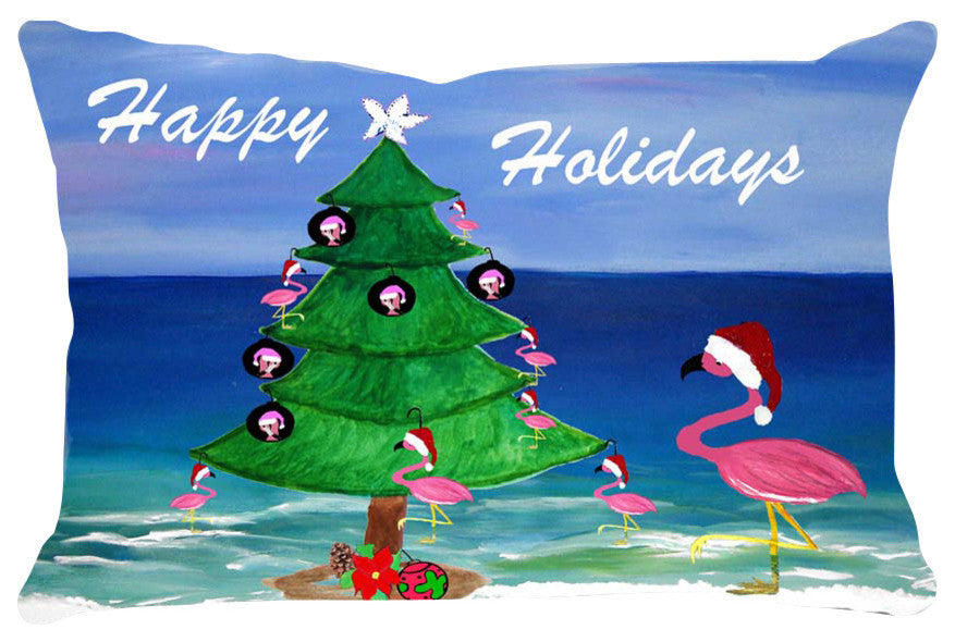 Holiday Pillow Sham, 40"x20", Flamingo Beach Christmas