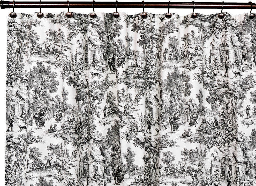 Ellis Curtain Victoria Park Toile 70"x72" Shower Curtain, Blue, Black