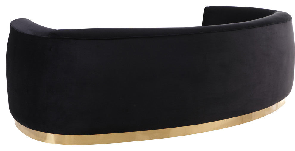 Julian Velvet Upholstered Sofa, Black, Gold Base