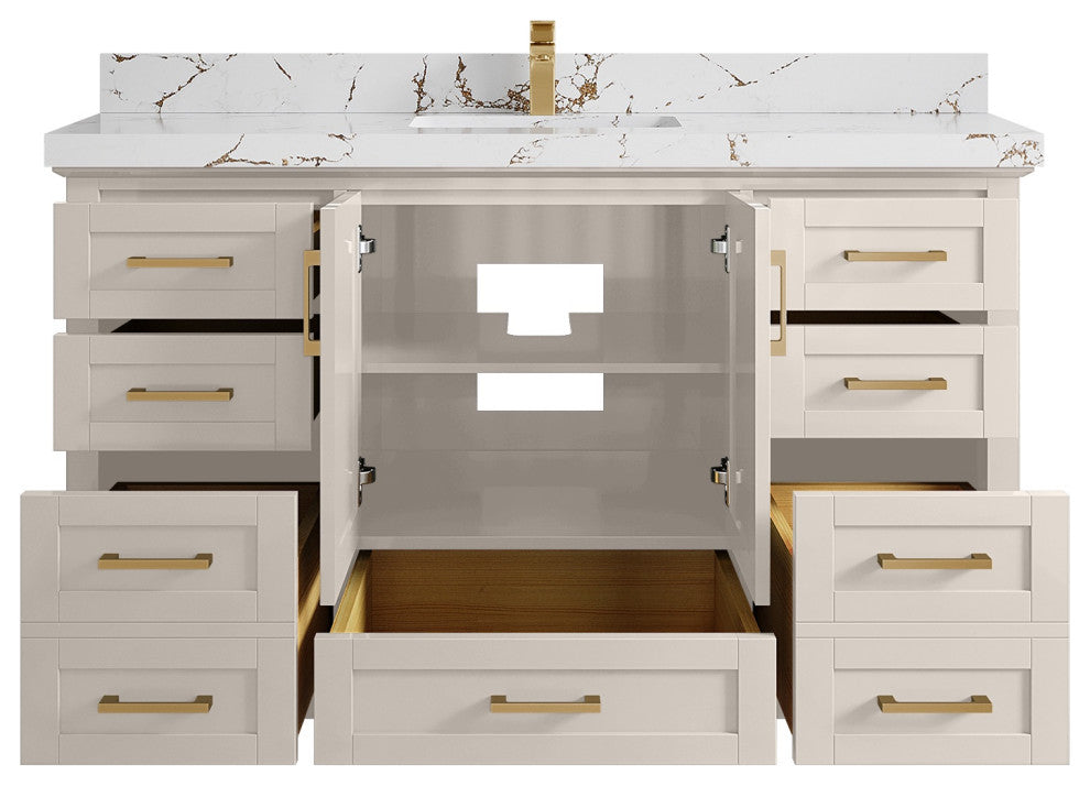 Boston 60" Single Bathroom Vanity in Fine Grain 2" Viola Brown