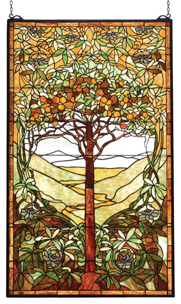 Meyda Lighting 74065 29"W X 48"H Tiffany Tree of Life Stained Glass Window