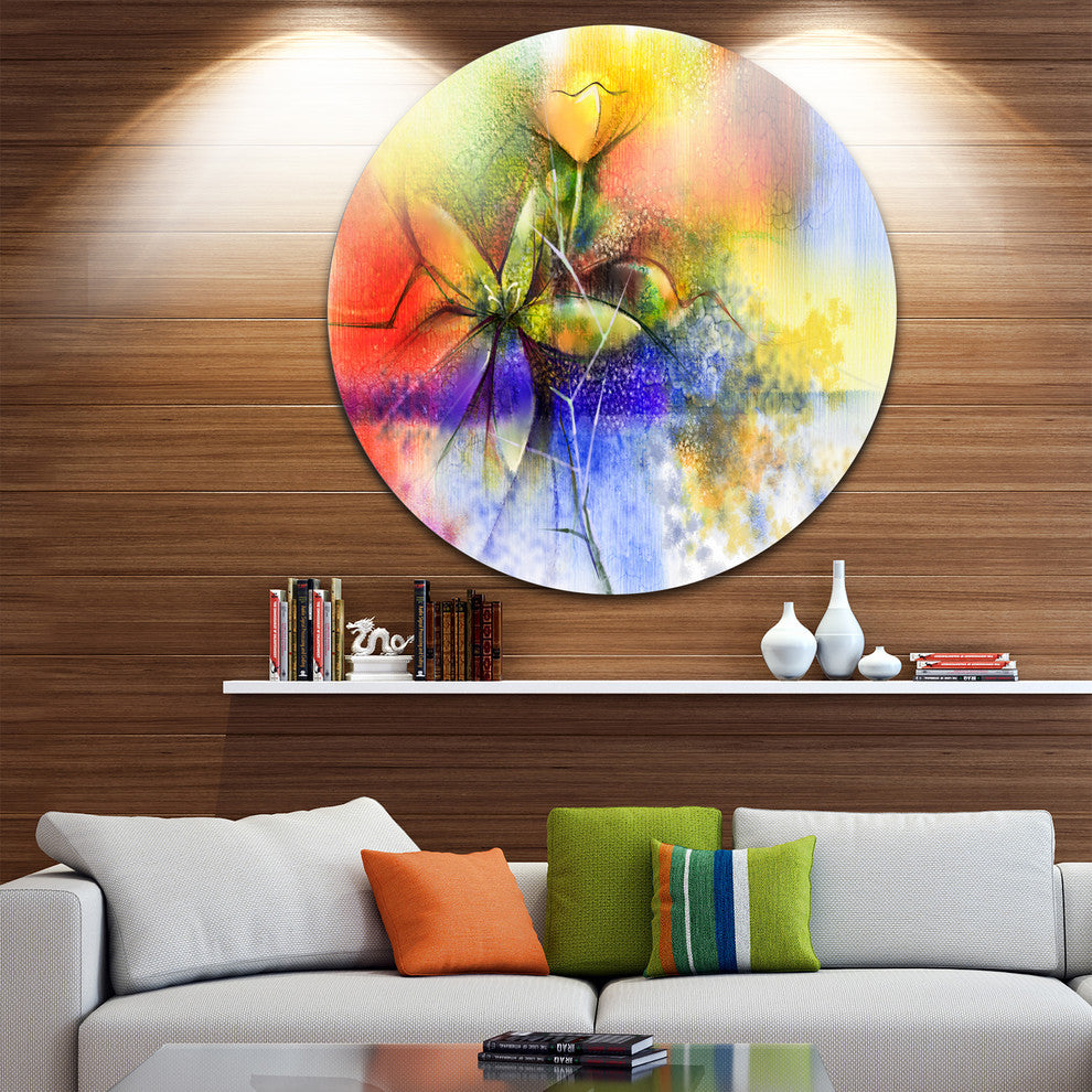 Abstract Colorful Flower Fusion, Flower Disc Metal Artwork, 23"