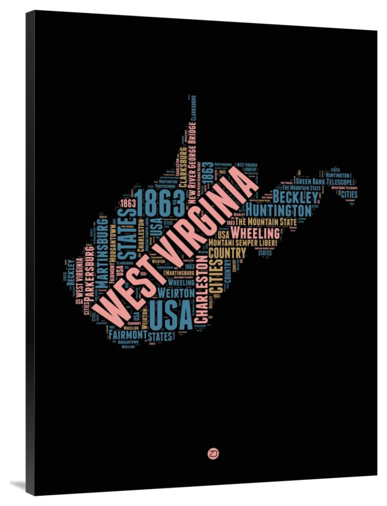 "West Virginia Word Cloud 1" Fine Art Print