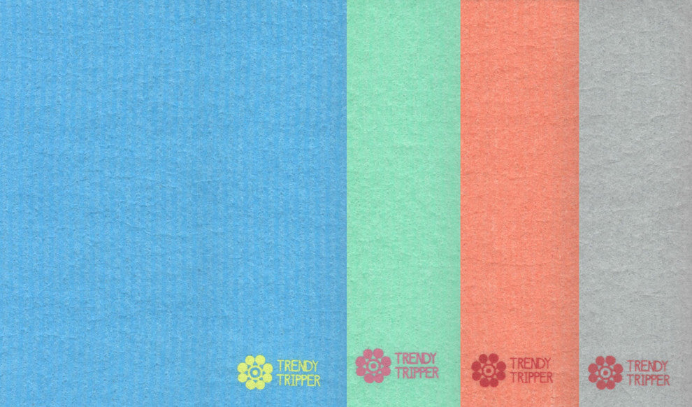 Swedish Dishcloths Set of 4 colors, Orange/Blue/Green/Grey