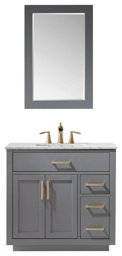 Ivy Gray Bathroom Vanity Set, 36", With Mirror