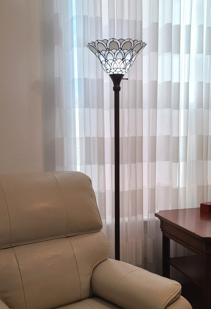 Tiffany Style Jeweled Torchiere Floor Lamp 69" Tall
