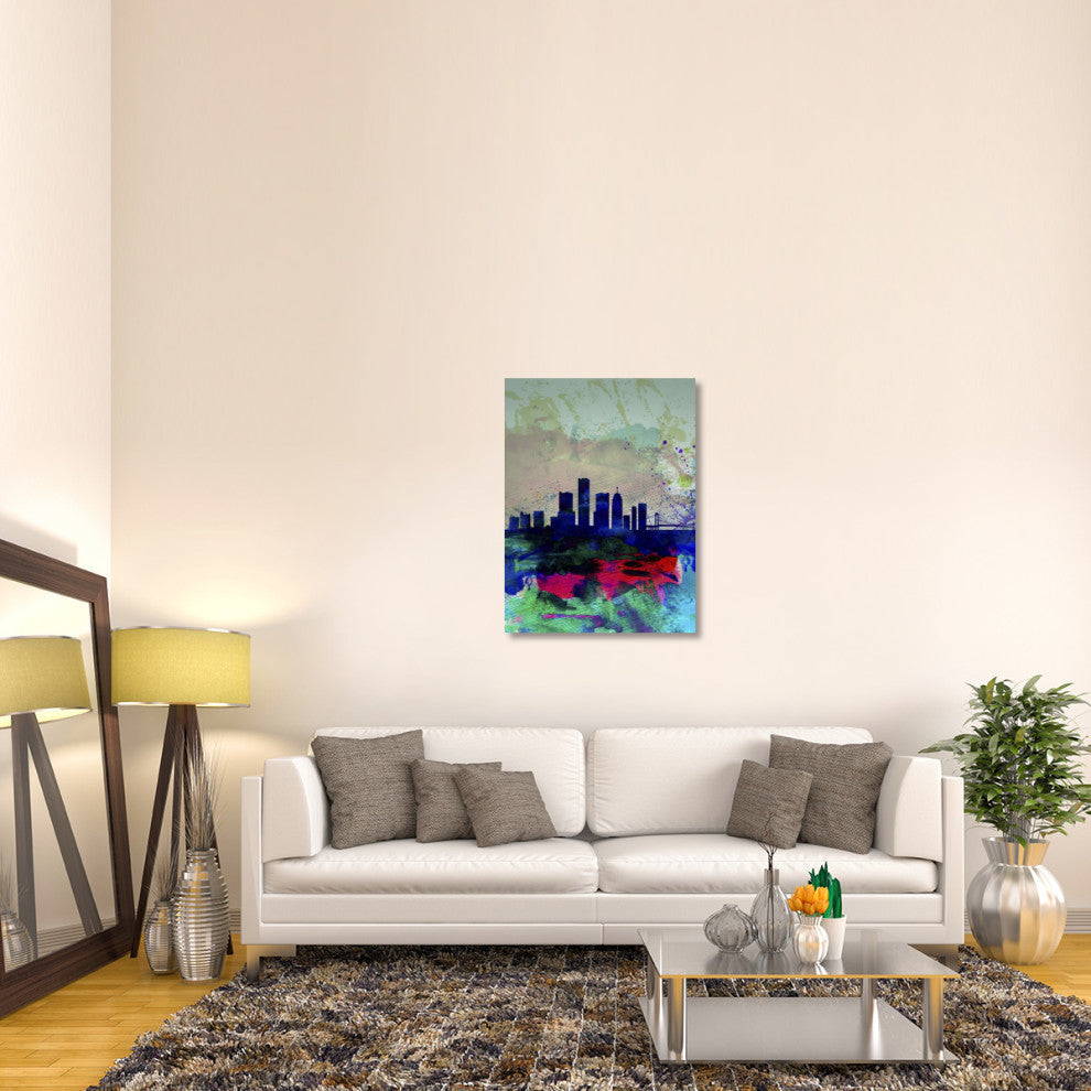 "Detroit Watercolor Skyline" Fine Art Print