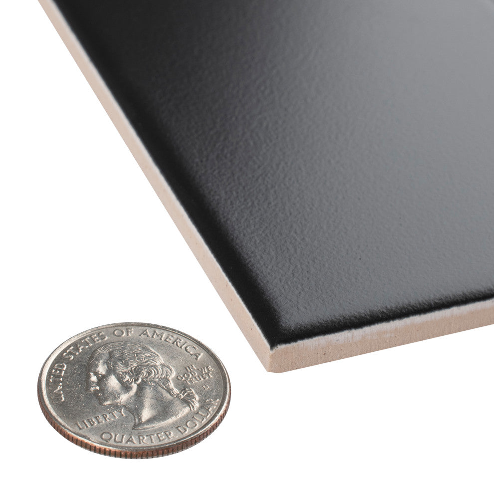 Crown Heights Ceramic Wall Tile, Matte Black