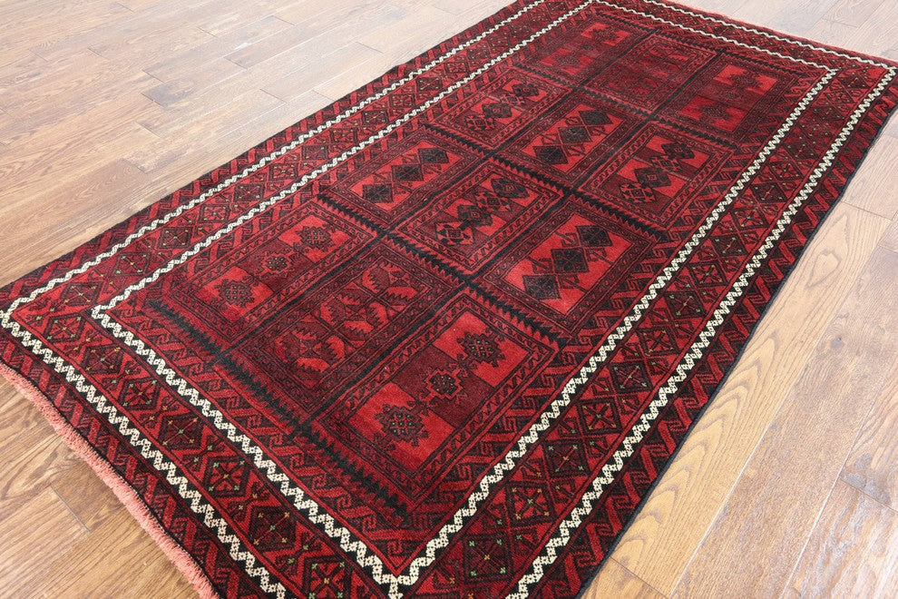 4'x8 Handmade Persian Oriental Balouch Wool On Wool Runner, W2313