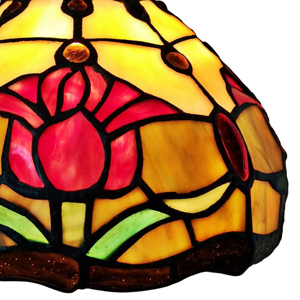 Tiffany Style Tulips Mini Pendant Lamp 8" Wide