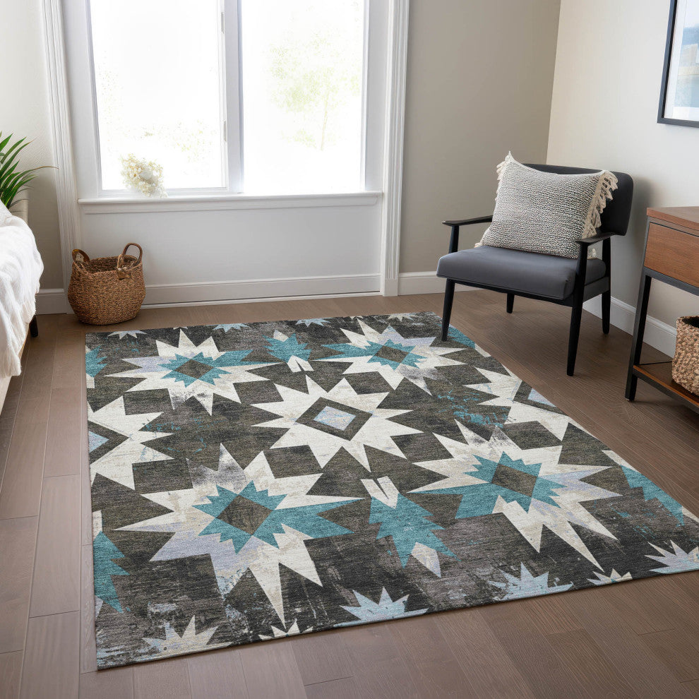 Machine Washable Indoor/Outdoor Chantille ACN1893 Coffee 8' x 10' Rug