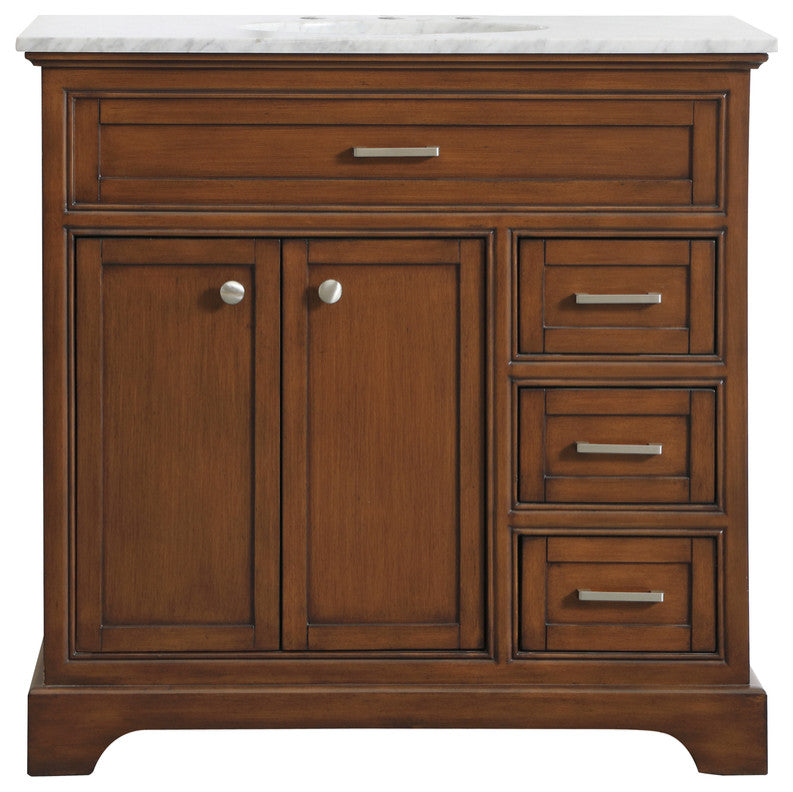 Amber Single Bathroom Vanity, Blue, Teak, 36"