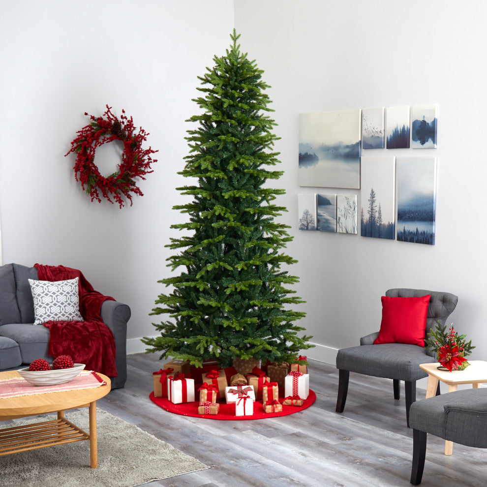 9' Belgium Fir Natural Look Artificial Christmas Tree With 800 Clear LED Lights