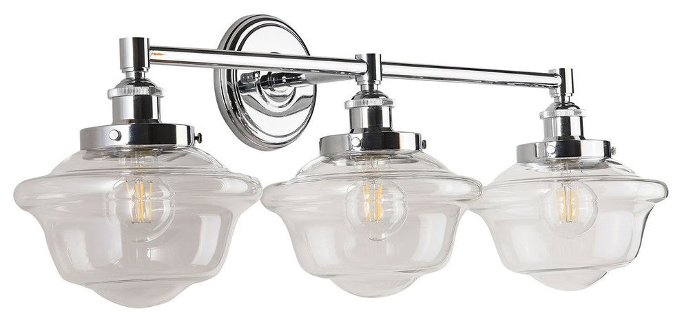 Lavagna 3 Light Schoolhouse Wall Sconce, Polished Chrome, Led Bulb