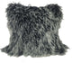 20" Black White Genuine Tibetan Lamb Fur Pillow With Microsuede Backing