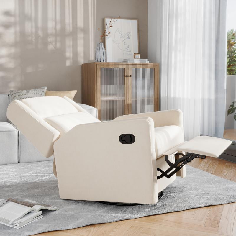 Cash Swivel Glider Rocker Recliner Chair, Cream